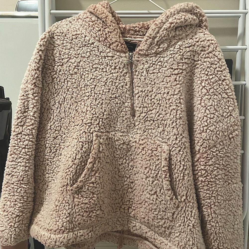 fur half zip hoodie